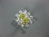 GIA WIDE 2.1CT WHITE & FANCY YELLOW DIAMOND PLATINUM OVAL FLOWER ENGAGEMENT RING