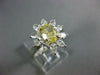 GIA WIDE 2.1CT WHITE & FANCY YELLOW DIAMOND PLATINUM OVAL FLOWER ENGAGEMENT RING
