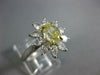 GIA WIDE 2.1CT WHITE & FANCY YELLOW DIAMOND PLATINUM OVAL FLOWER ENGAGEMENT RING