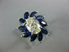 LARGE 4.49CT DIAMOND & AAA SAPPHIRE 18KT WHITE GOLD OVAL FLOWER ENGAGEMENT RING