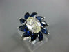 LARGE 4.49CT DIAMOND & AAA SAPPHIRE 18KT WHITE GOLD OVAL FLOWER ENGAGEMENT RING