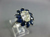 LARGE 4.49CT DIAMOND & AAA SAPPHIRE 18KT WHITE GOLD OVAL FLOWER ENGAGEMENT RING