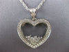 ESTATE LARGE 1.01CT DIAMOND 18KT WHITE GOLD 3D HEART LOVE FLOATING PENDANT