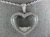 ESTATE LARGE 1.01CT DIAMOND 18KT WHITE GOLD 3D HEART LOVE FLOATING PENDANT