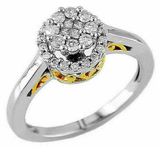 .40CT DIAMOND 14K 2 TONE GOLD 3D ROUND & PRINCESS INVISIBLE HALO ENGAGEMENT RING