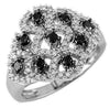 .62CT WHITE & BLACK DIAMOND 14KT WHITE GOLD 3D ETOILE FLOWER RING