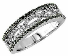 .50CT WHITE & BLACK DIAMOND 14KT WHITE GOLD 3D CLASSIC INFINITY ANNIVERSARY RING