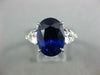 GRS LARGE 9.61CT DIAMOND & AAA SAPPHIRE PLATINUM OVAL PEAR SHAPE ENGAGEMENT RING