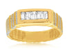 .53CT DIAMOND 14KT 2 TONE GOLD 3D 5 STONE BAGUETTE CHANNEL RECTANGULAR MENS RING