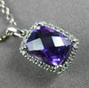 ESTATE 1.4CT DIAMOND & AMETHYST 14K WHITE GOLD 3D RECTANGULAR HALO HEART PENDANT
