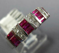 WIDE 1.24CT DIAMOND & AAA RUBY 14KT WHITE GOLD ROUND & BAGUETTE ANNIVERSARY RING