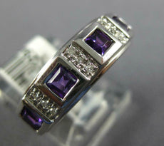 .90CT DIAMOND & AAA AMETHYST 14KT WHITE GOLD 3D ROUND & PRINCESS SQUARE FUN RING