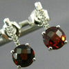 ESTATE 1.23CT DIAMOND & AAA ROUND GARNET 14K WHITE GOLD CLASSIC HANGING EARRINGS