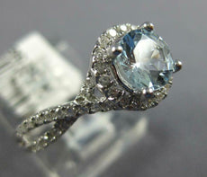 1.05CT DIAMOND & AAA AQUAMARINE 14KT WHITE GOLD 3D ROUND HALO INFINITY LOVE RING