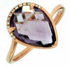 ESTATE 2.74CT DIAMOND & AAA AMETHYST 14KT ROSE GOLD 3D ROUND PEAR SHAPE FUN RING