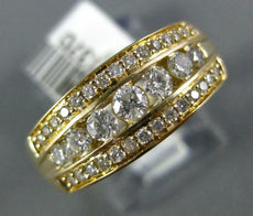 ESTATE WIDE .63CT DIAMOND 14KT YELLOW GOLD ROUND 3 ROW CLASSIC ANNIVERSARY RING