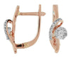 ESTATE .33CT DIAMOND 14KT ROSE GOLD 3D FLOWER LEVERBACK HANGING EARRINGS