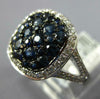 LARGE 2.15CT DIAMOND & AAA SAPPHIRE 14KT WHITE GOLD CLUSTER SQUARE HALO FUN RING