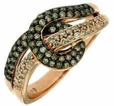.50CT WHITE AND CHOCOLATE FANCY DIAMOND 14KT ROSE GOLD MULTI ROW LOVE KNOT RING