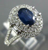 ESTATE LARGE 1.56CT DIAMOND & AAA SAPPHIRE 14KT WHITE GOLD OVAL ENGAGEMENT RING