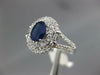 ESTATE LARGE 1.56CT DIAMOND & AAA SAPPHIRE 14KT WHITE GOLD OVAL ENGAGEMENT RING