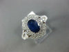 ESTATE LARGE 1.56CT DIAMOND & AAA SAPPHIRE 14KT WHITE GOLD OVAL ENGAGEMENT RING