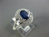 ESTATE LARGE 1.56CT DIAMOND & AAA SAPPHIRE 14KT WHITE GOLD OVAL ENGAGEMENT RING