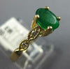 ESTATE .88CT DIAMOND & AAA EMERALD 14K YELLOW GOLD OVAL FILIGREE ENGAGEMENT RING