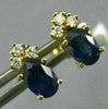 ANTIQUE 1.61CT DIAMOND & AAA SAPPHIRE 14KT YELLOW GOLD 3D OVAL EARRINGS #24091