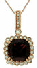 ESTATE 4.07CT DIAMOND & AAA RHODOLITE 14K ROSE GOLD CLASSIC CUSHION HALO PENDANT