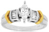 ESTATE .60CT DIAMOND 14K 2 TONE GOLD MARQUISE & BAGUETTE 5 STONE ENGAGEMENT RING