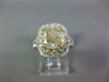 LARGE 5.2CT WHITE & FANCY YELLOW DIAMOND 14K 2 TONE GOLD CUSHION ENGAGEMENT RING