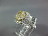 LARGE 5.2CT WHITE & FANCY YELLOW DIAMOND 14K 2 TONE GOLD CUSHION ENGAGEMENT RING