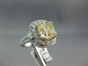 LARGE 5.2CT WHITE & FANCY YELLOW DIAMOND 14K 2 TONE GOLD CUSHION ENGAGEMENT RING