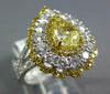 LARGE 2.60CT WHITE & FANCY YELLOW DIAMOND 18KT GOLD PEAR SHAPE ENGAGEMENT RING