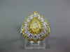 LARGE 2.60CT WHITE & FANCY YELLOW DIAMOND 18KT GOLD PEAR SHAPE ENGAGEMENT RING