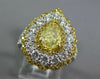 LARGE 2.60CT WHITE & FANCY YELLOW DIAMOND 18KT GOLD PEAR SHAPE ENGAGEMENT RING
