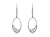 .37CT DIAMOND 14K WHITE GOLD 3D ROUND AND BAGUETTE OVAL CLUSTER HANGING EARRINGS