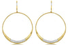 LARGE .35CT DIAMOND 14KT YELLOW GOLD 3D SIDEWAY CIRCULAR HOOP HANGING EARRINGS