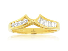 .50CT DIAMOND 14KT YELLOW GOLD 3D ROUND AND BAGUETTE V SHAPE ANNIVERSARY RING