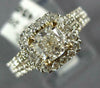 GIA LARGE 1.30CT DIAMOND 14KT 2 TONE GOLD CUSHION & ROUND SQUARE ENGAGEMENT RING