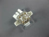 GIA LARGE 1.30CT DIAMOND 14KT 2 TONE GOLD CUSHION & ROUND SQUARE ENGAGEMENT RING