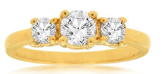 .76CT DIAMOND 14KT YELLOW GOLD 3D ROUND THREE STONE CLASSIC ENGAGEMENT RING