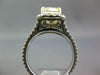 LARGE 4.0CT WHITE & FANCY YELLOW DIAMOND 18K 2 TONE GOLD CUSHION ENGAGEMENT RING