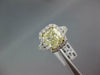 LARGE 4.0CT WHITE & FANCY YELLOW DIAMOND 18K 2 TONE GOLD CUSHION ENGAGEMENT RING