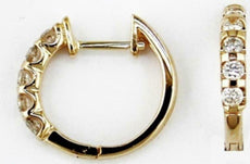ESTATE .50CT DIAMOND 14KT YELLOW GOLD 3D FIVE STONE CLASSIC HUGGIE HOOP EARRINGS