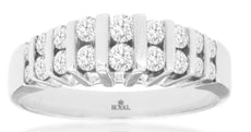 ESTATE .70CT DIAMOND 14KT WHITE GOLD 3D TWO ROW CHANNEL WEDDING ANNIVERSARY RING
