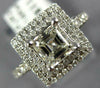 GIA LARGE 1.75CT DIAMOND 14KT WHITE GOLD ASSCHER & ROUND SQUARE ENGAGEMENT RING