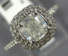 GIA LARGE 1.40CT DIAMOND 14KT WHITE GOLD CUSHION & ROUND SQUARE ENGAGEMENT RING
