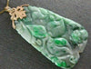 ANTIQUE EXTRA LARGE AAA JADE 14KT YELLOW GOLD HAND CARVED FLOWER PENDANT #26671